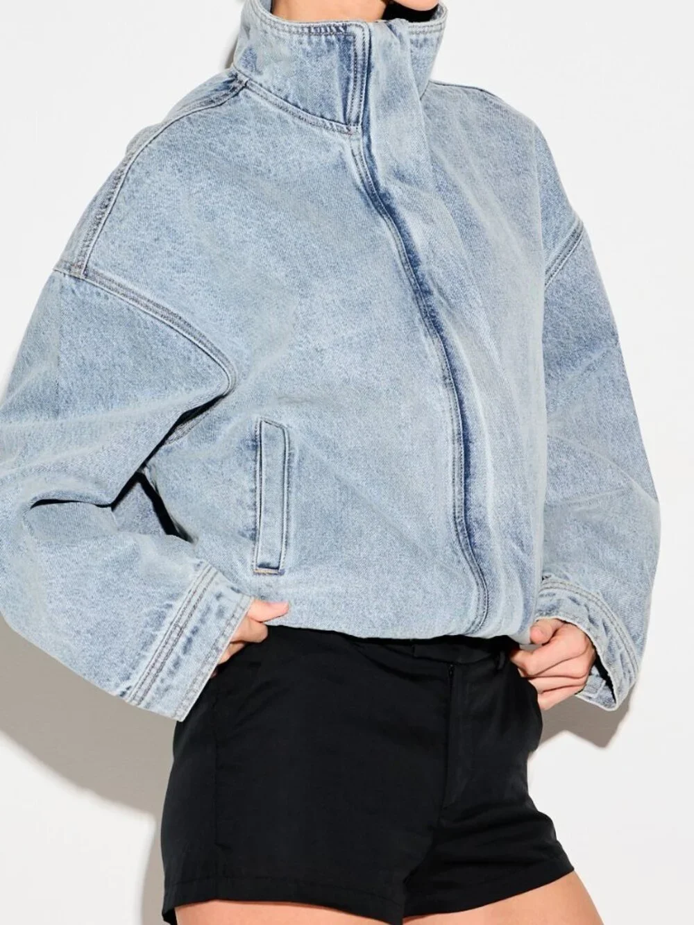 Blue Casual Women's Oversized Denim Jacket